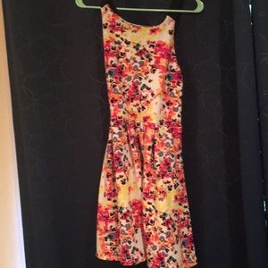 Floral dress with black cross straps